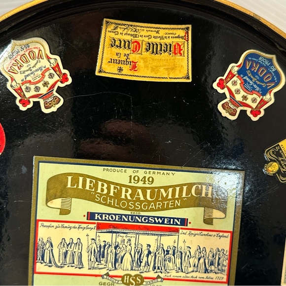 VTG Black Lacquer Drink Tray + Four BEAULIEU glasses by Cristal D’Arques Durand - Picture 8 of 16